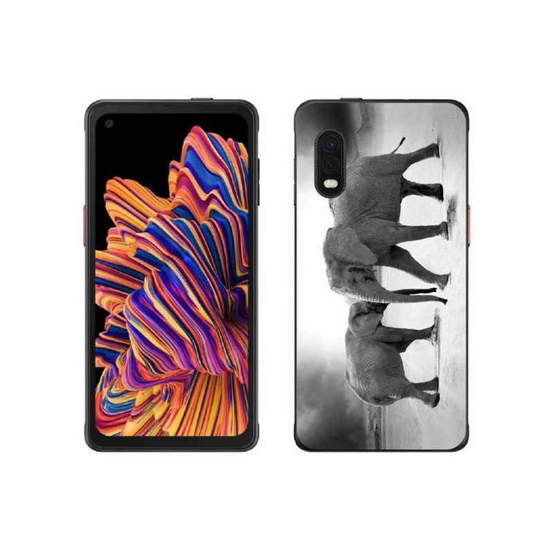 Gél borítás mmCase Samsung Galaxy Xcover Pro készülékhez - fekete és fehér elefántok