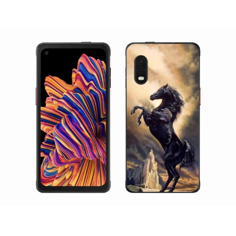 Zselés borítás mmCase Samsung Galaxy Xcover Pro készülékhez - fekete rajzfilm ló