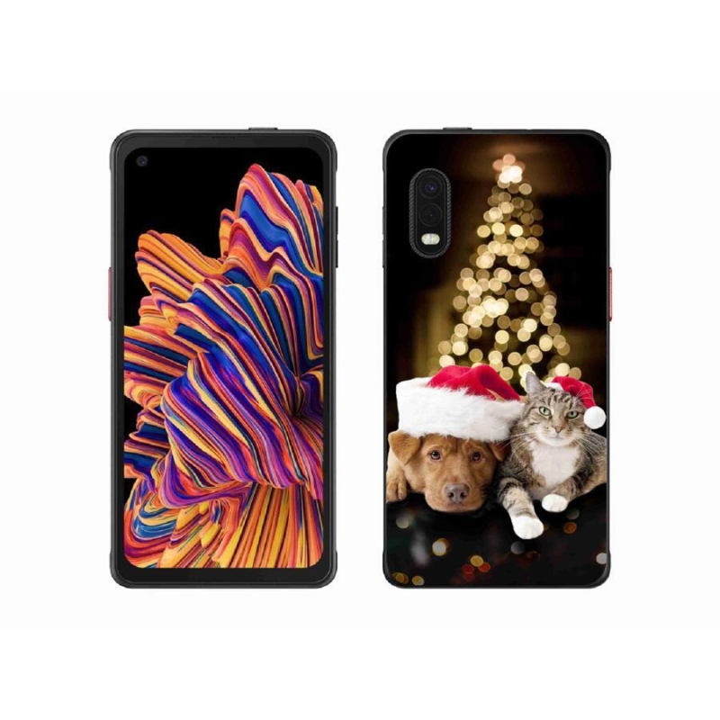 Gél borítás mmCase Samsung Galaxy Xcover Pro készülékhez - Karácsonyi kutya és macska
