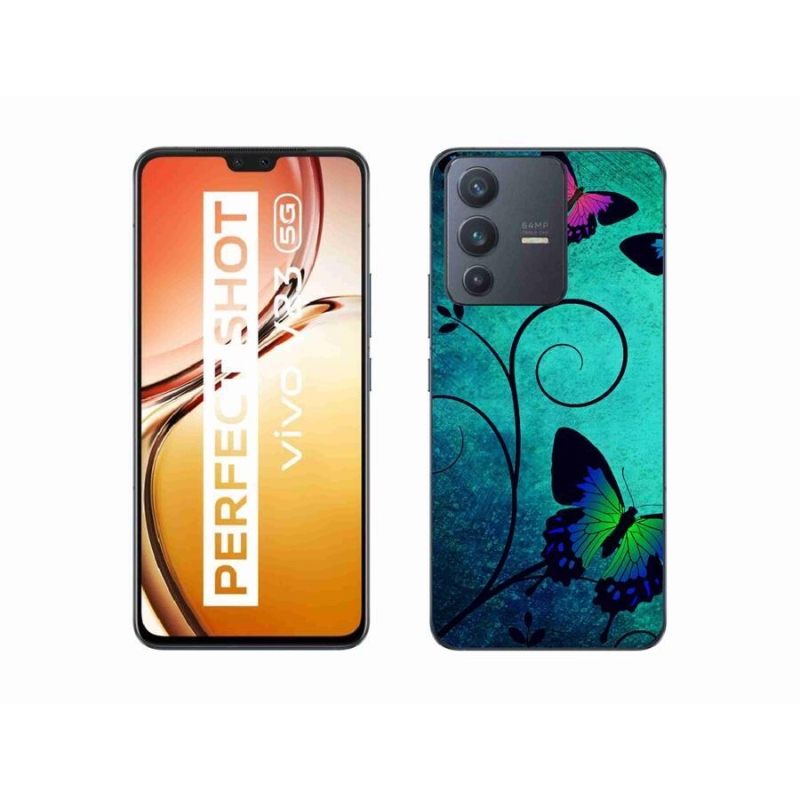 Gél borító mmCase mobil Vivo V23 5G - színes pillangókhoz