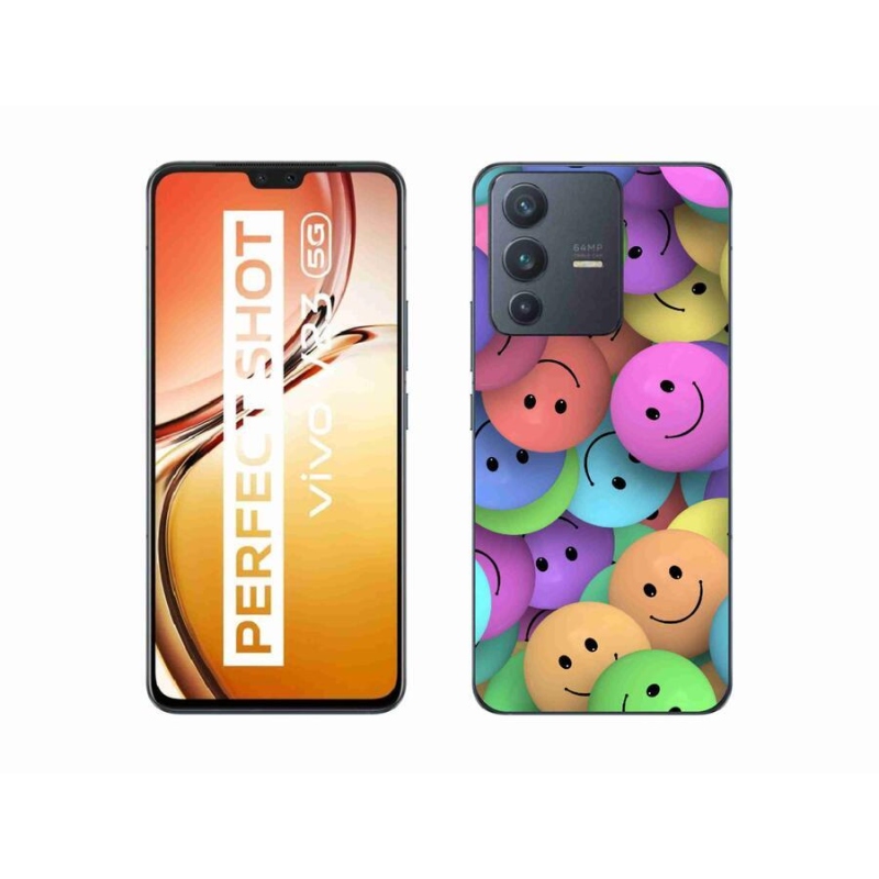Gél borító mmCase a mobiltelefonon Vivo V23 5G - színes smiley-k