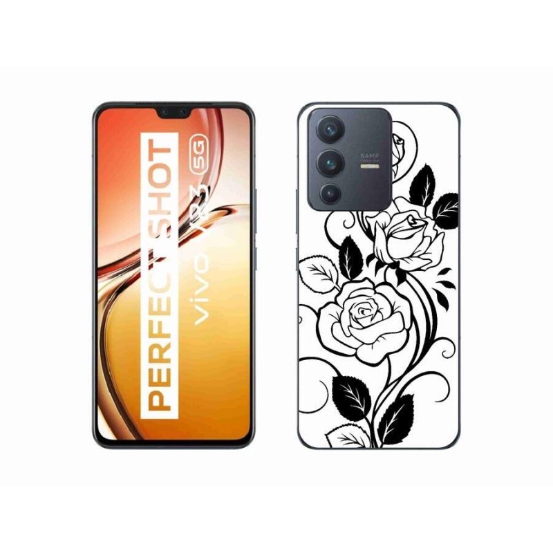 Gél borítás mmCase a Vivo V23 5G-hez - fekete és fehér rózsa