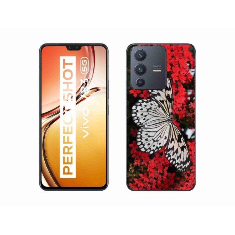 Zselés borítás mmCase a Vivo V23 5G készülékhez - fekete-fehér pillangó 1