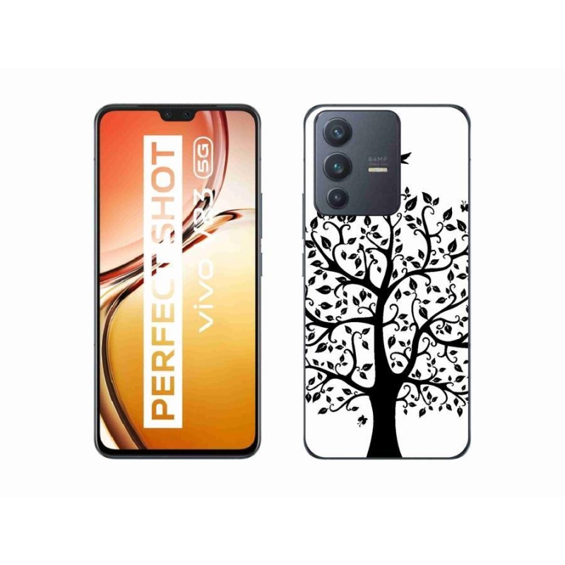 Zselés borítás mmCase a Vivo V23 5G-hez - fekete-fehér fa