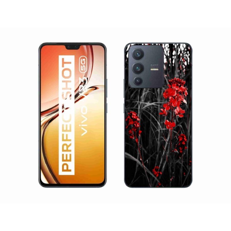 Zselés borítás mmCase a Vivo V23 5G-hez - piros növényhez