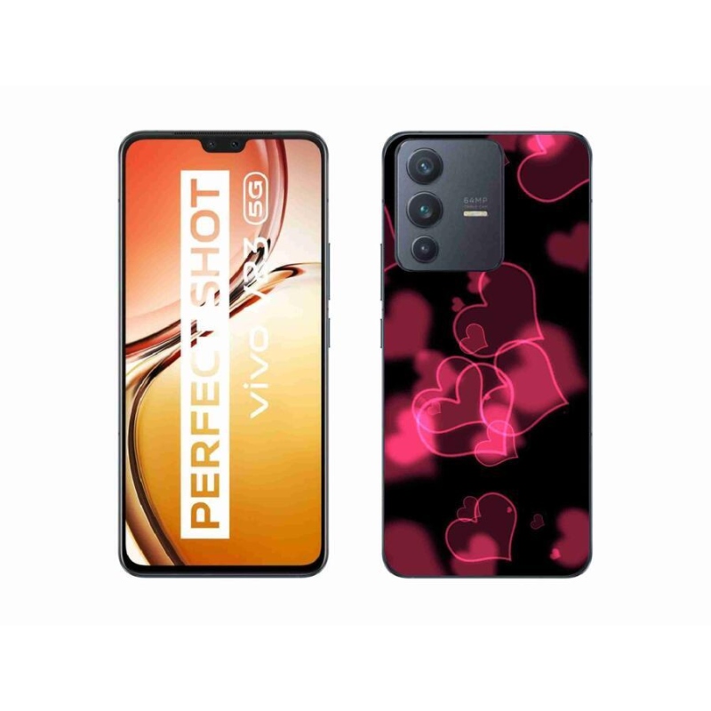 Zselés borítás mmCase a Vivo V23 5G készülékhez - piros szívek