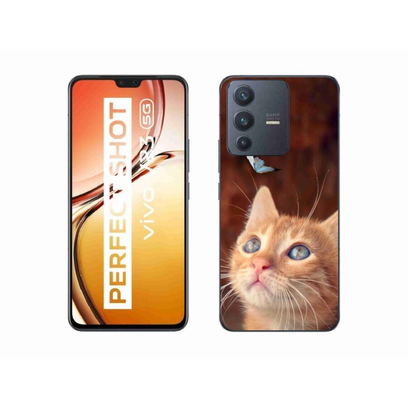 Zselés borító mmCase a Vivo V23 5G készülékhez - pillangó és cica