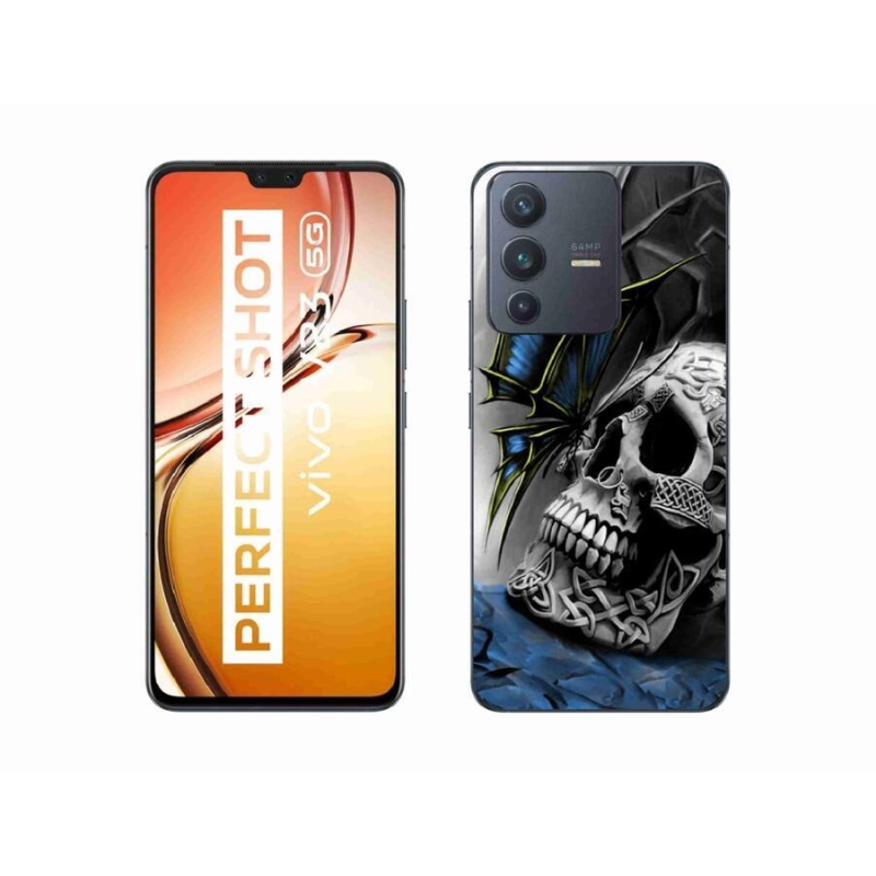 Zselés borítás mmCase a Vivo V23 5G-hez - pillangó és koponya