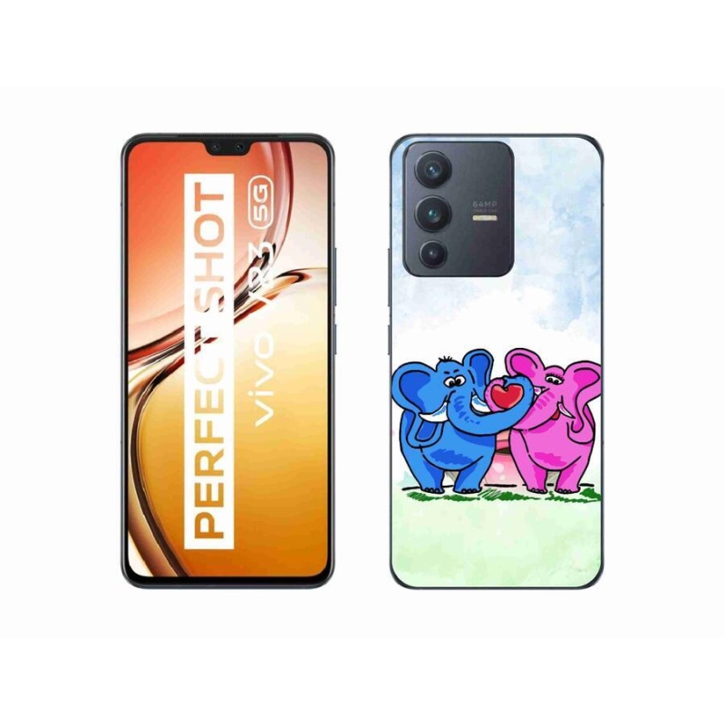 Gélburkolat mmCase mobil Vivo V23 5G - szerelmes elefántok