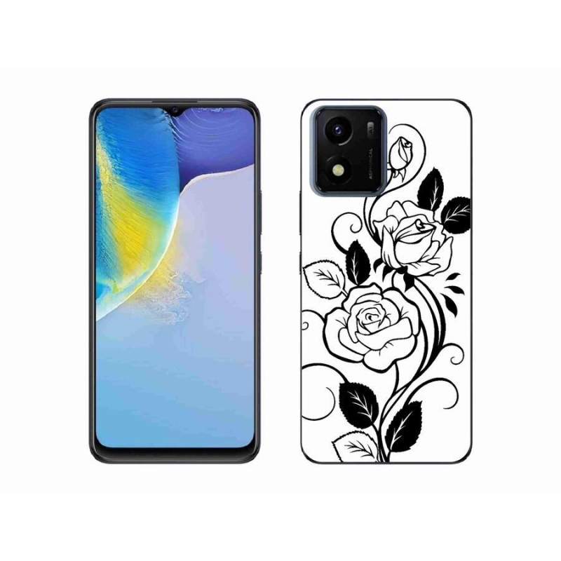 Gél borító mmCase a Vivo Y01-hez - fekete és fehér rózsa