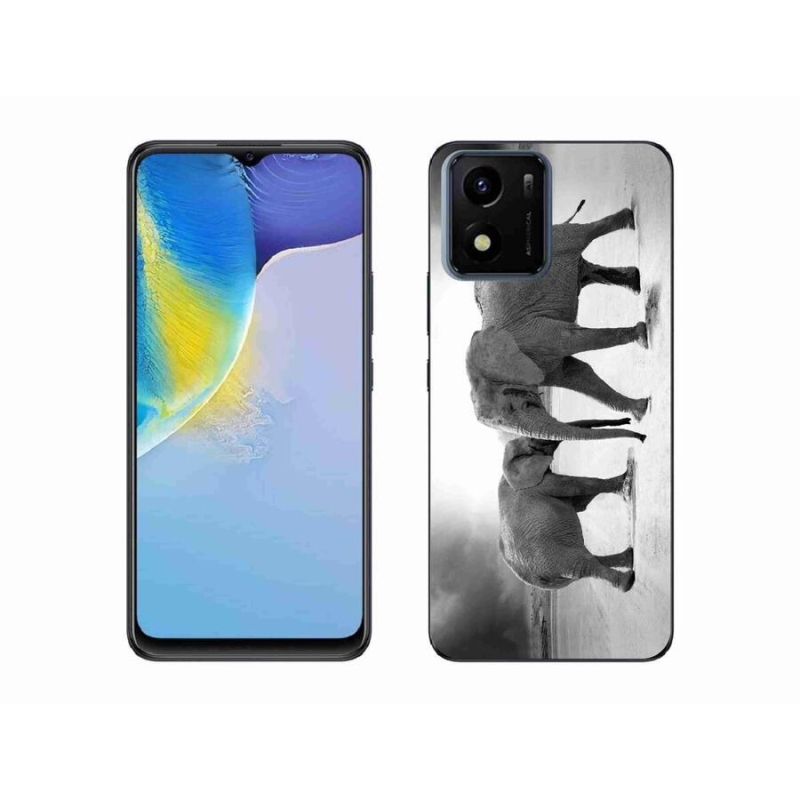 Gél borító mmCase mobil Vivo Y01 - fekete és fehér elefántokhoz