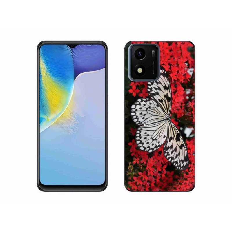 Gél védőhuzat mmCase mobil Vivo Y01 - fekete-fehér pillangó 1