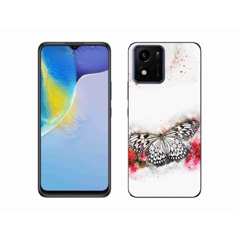 Gél borító mmCase a mobil Vivo Y01 - fekete-fehér pillangóhoz