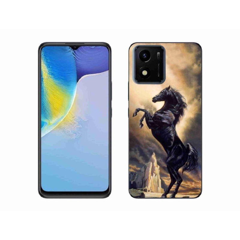 Gél borító mmCase a Vivo Y01-hez - fekete rajzfilm ló