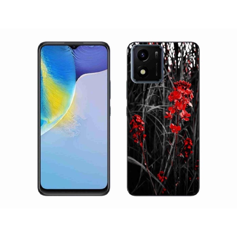 Zselés borító mmCase mobil Vivo Y01 - piros növényhez