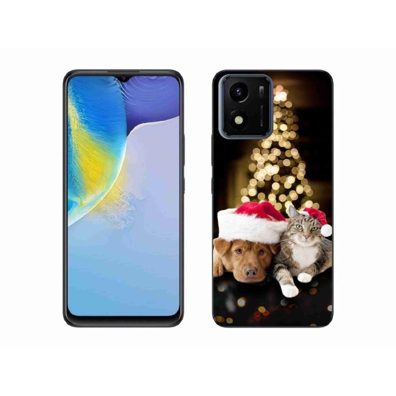 Gél borító mmCase mobil Vivo Y01 - Karácsonyi kutya és macska