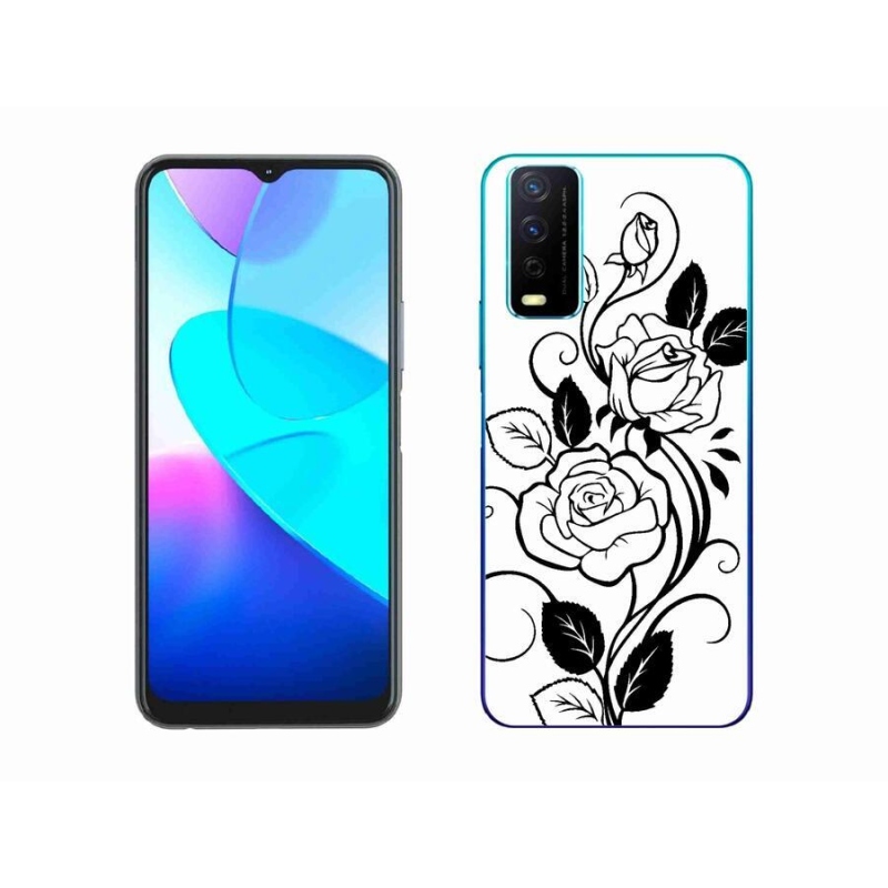 Gél borítás mmCase a Vivo Y11s/Y20s készülékhez - fekete és fehér rózsa