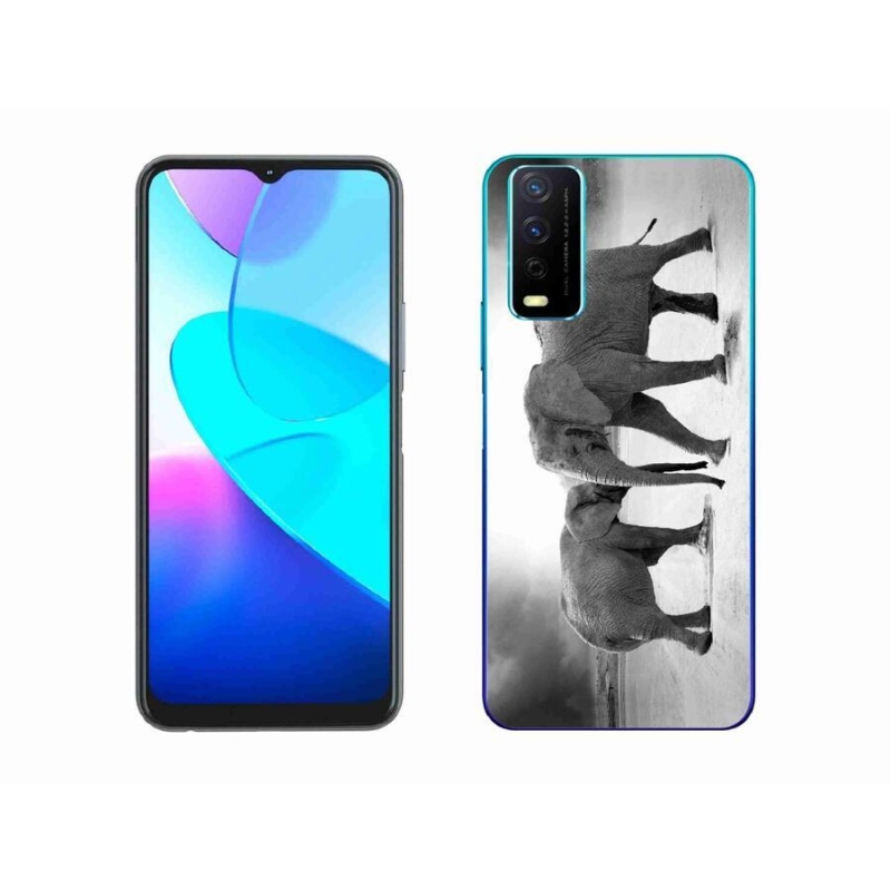 Gél borítás mmCase a Vivo Y11s/Y20s készülékhez - fekete és fehér elefántok