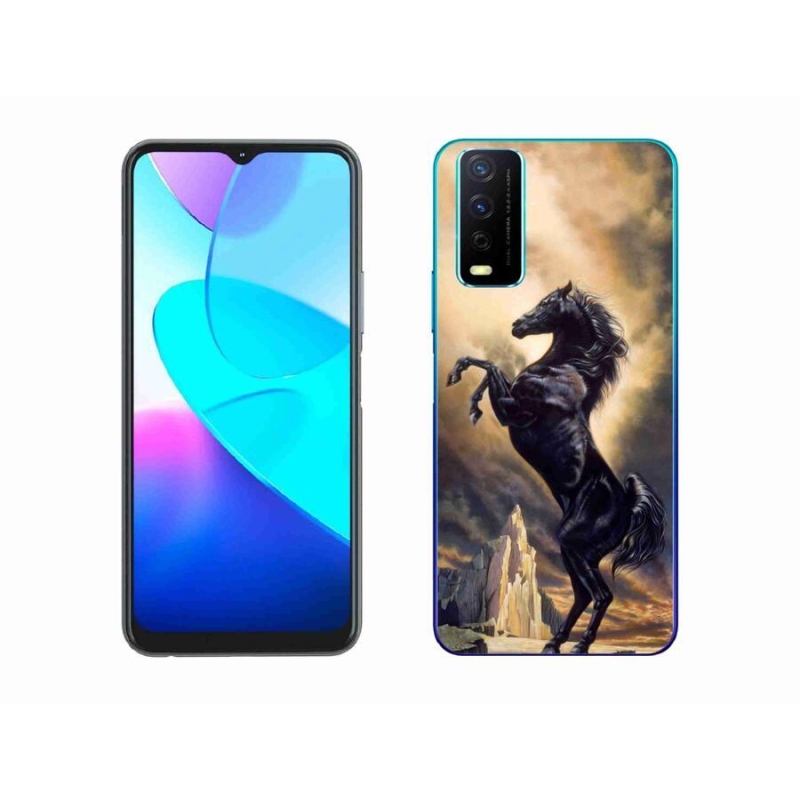 Gél borító mmCase a Vivo Y11s/Y20s készülékhez - fekete rajzfilm ló