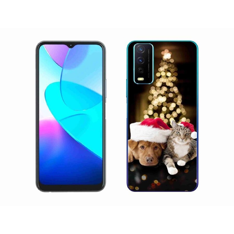 Gél borító mmCase a Vivo Y11s/Y20s készülékhez - Karácsonyi kutya és macska