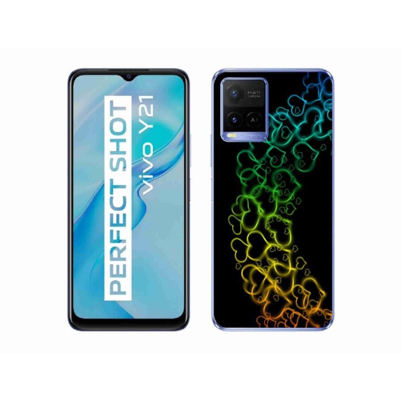 Zselés borító mmCase mobiltelefonhoz Vivo Y21/Y21s/Y33s - színes szívek