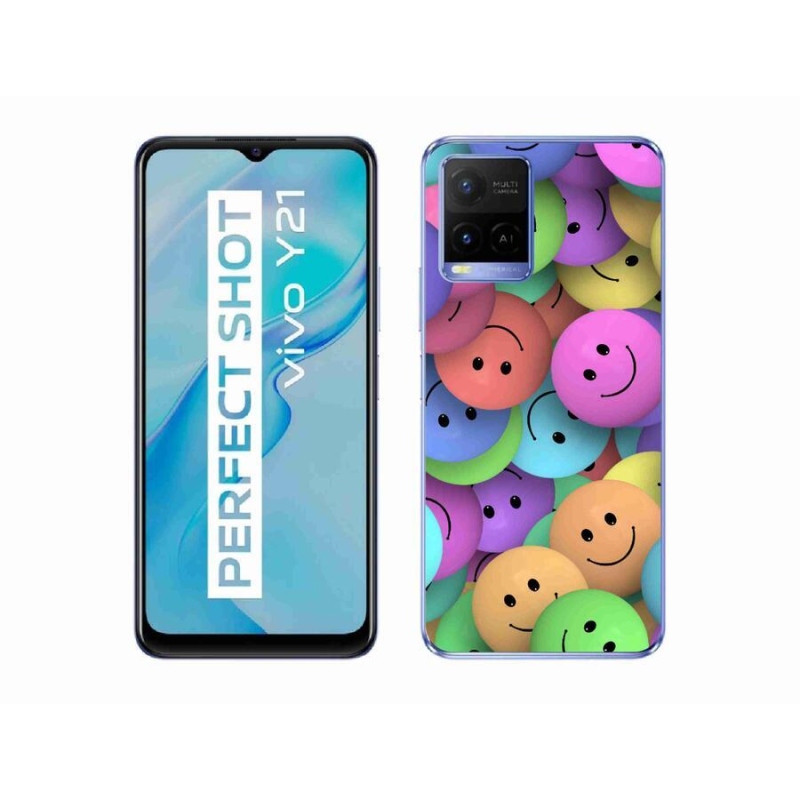 Gél borító mmCase mobiltelefonhoz Vivo Y21/Y21s/Y33s - színes smileyk