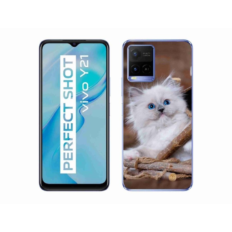 Zselés borítás mmCase a Vivo Y21/Y21s/Y33s készülékhez - fehér cica