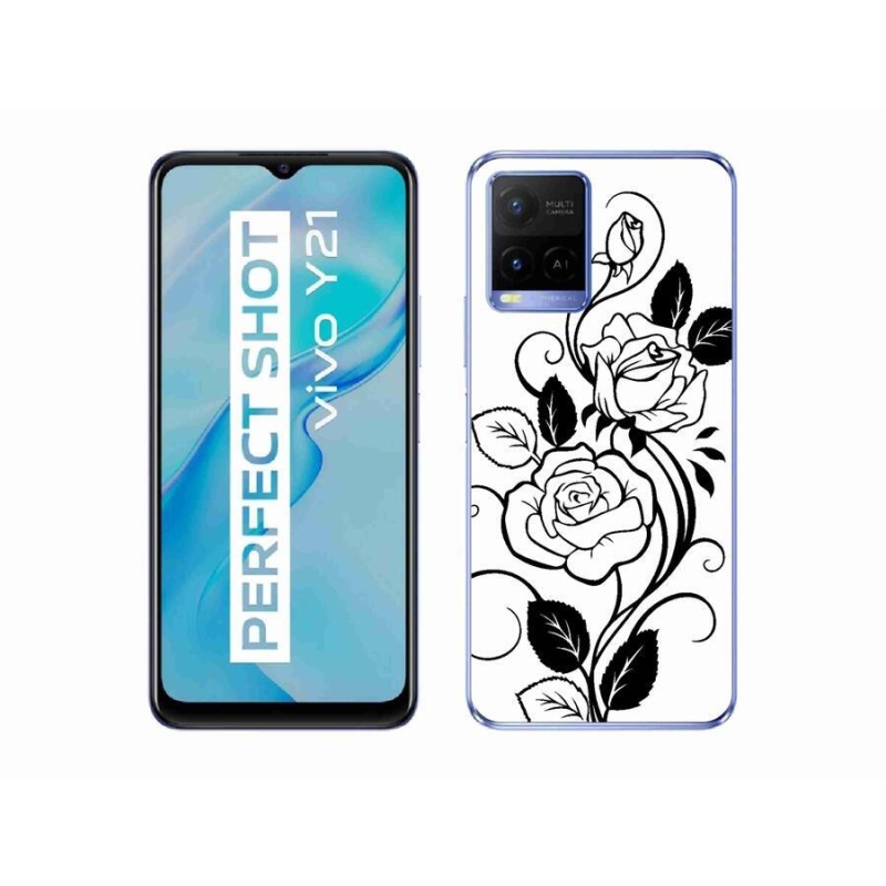 Gél borítás mmCase a Vivo Y21/Y21s/Y33s készülékhez - fekete és fehér rózsa