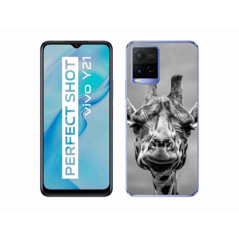 Gél védőhuzat mmCase a Vivo Y21/Y21s/Y33s készülékhez - fekete-fehér zsiráf