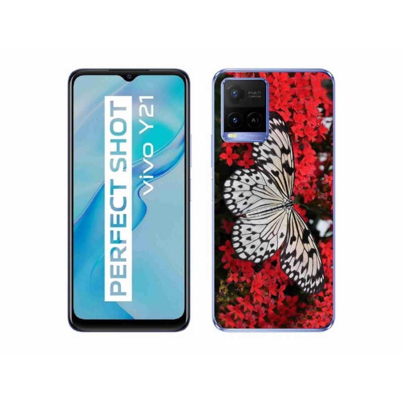 Zselés borítás mmCase a Vivo Y21/Y21s/Y33s készülékhez - fekete-fehér pillangó 1