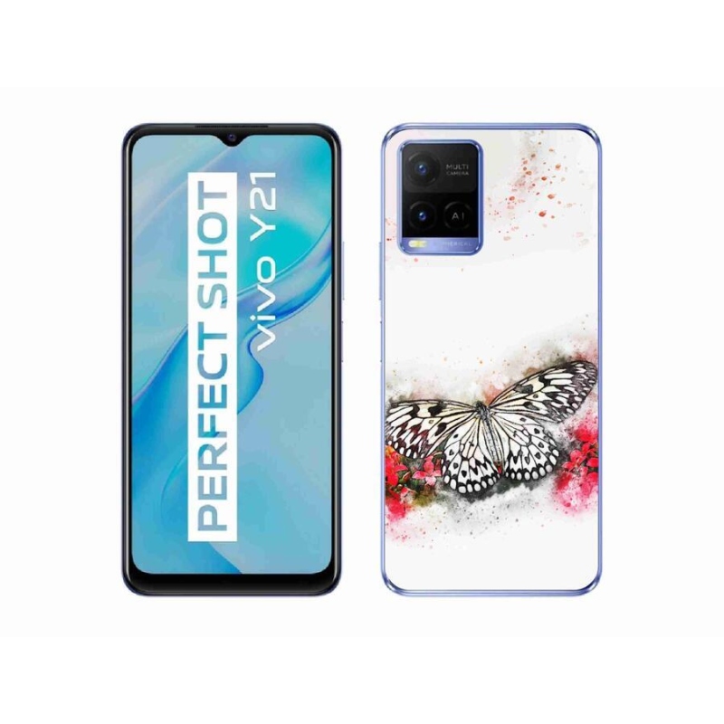 Zselés borítás mmCase a Vivo Y21/Y21s/Y33s készülékhez - fekete és fehér pillangó