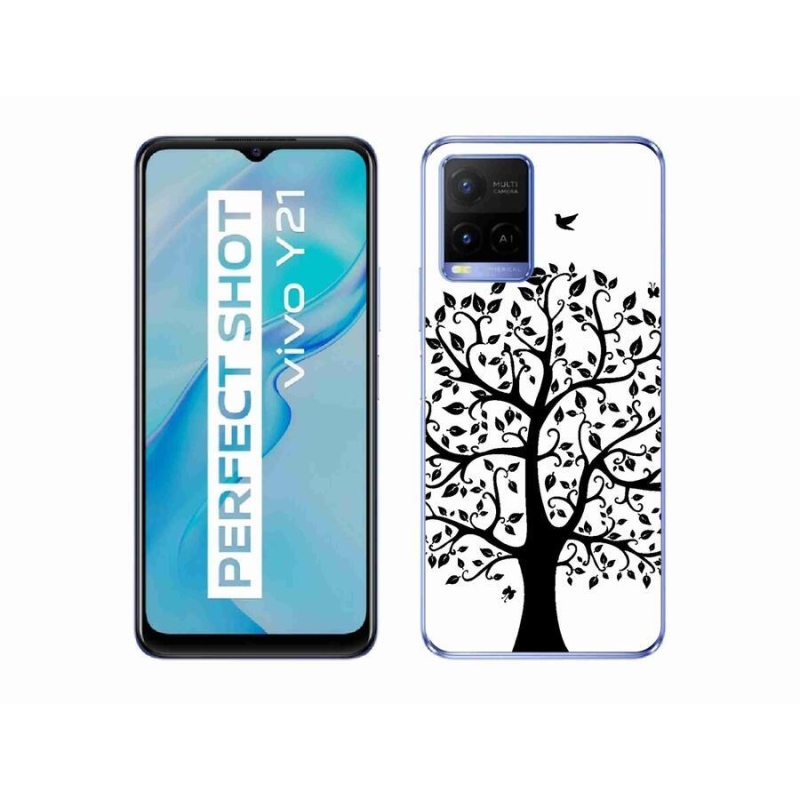 Zselés borítás mmCase a Vivo Y21/Y21s/Y33s készülékhez - fekete és fehér fa