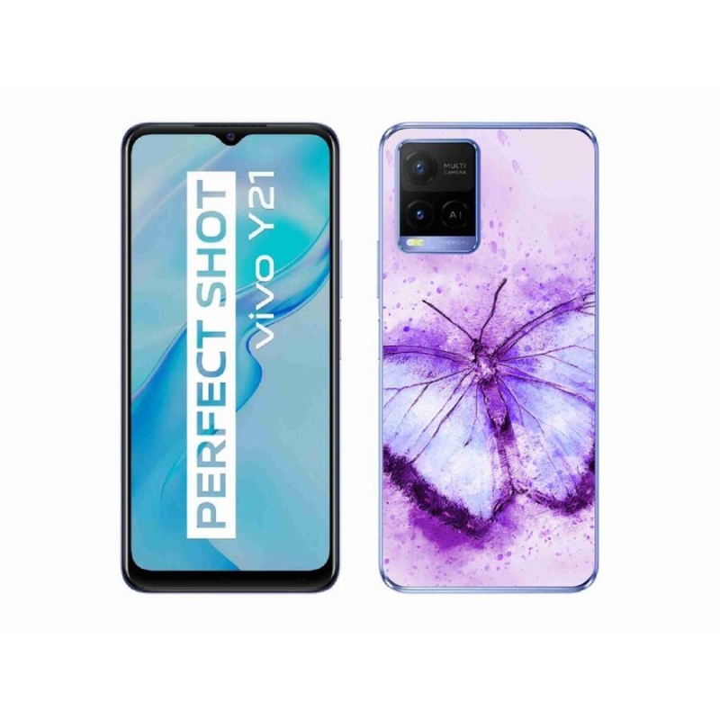 Zselés borító mmCase a Vivo Y21/Y21s/Y33s készülékhez - lila pillangó