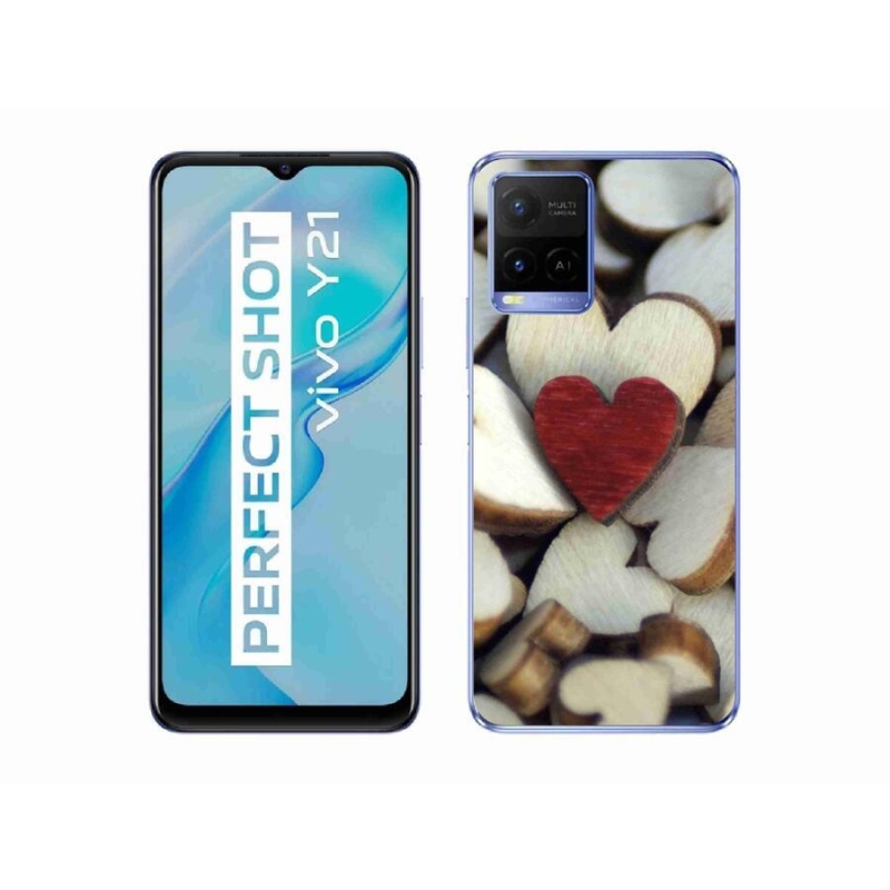 Gél borítás mmCase a Vivo Y21/Y21s/Y33s készülékhez - gravírozott piros szív