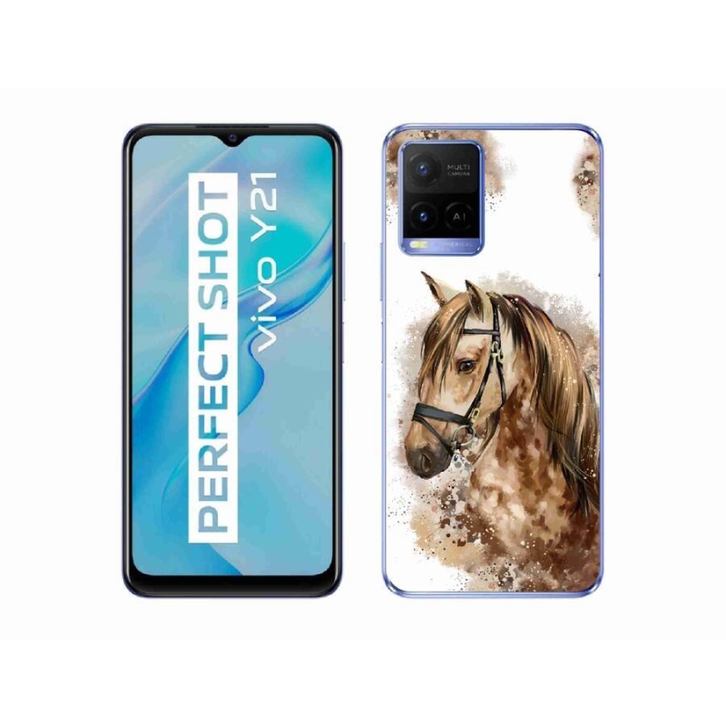 Zselés borító mmCase a Vivo Y21/Y21s/Y33s készülékhez - barna rajzfilm ló