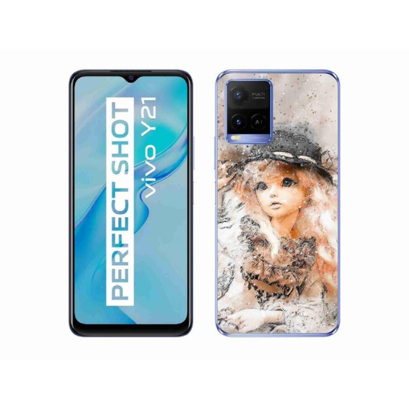 Gél borítás mmCase a Vivo Y21/Y21s/Y33s készülékhez - lány kalapban