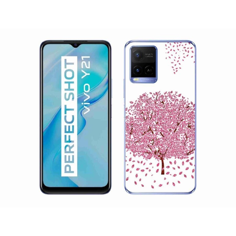 Zselés borító mmCase a Vivo Y21/Y21s/Y33s készülékhez - rajzfilmfa levelekkel