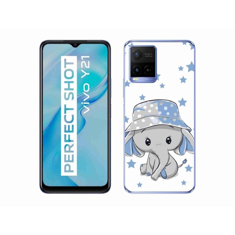 Zselés borító mmCase a Vivo Y21/Y21s/Y33s készülékhez - kék elefánt