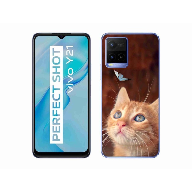 Zselés tok mmCase a Vivo Y21/Y21s/Y33s készülékhez - pillangó és cica