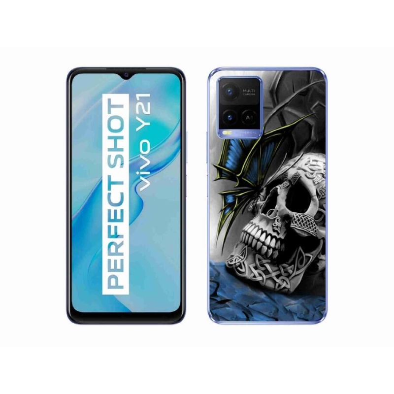 Zselés borítás mmCase a Vivo Y21/Y21s/Y33s készülékhez - pillangó és koponya