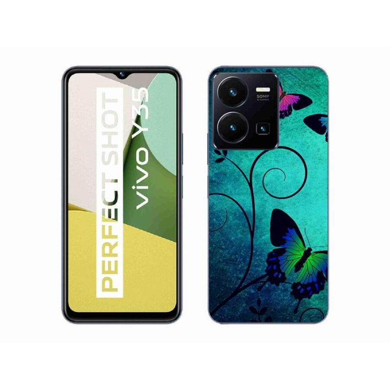 Gél borító mmCase mobil Vivo Y35 - színes pillangókhoz