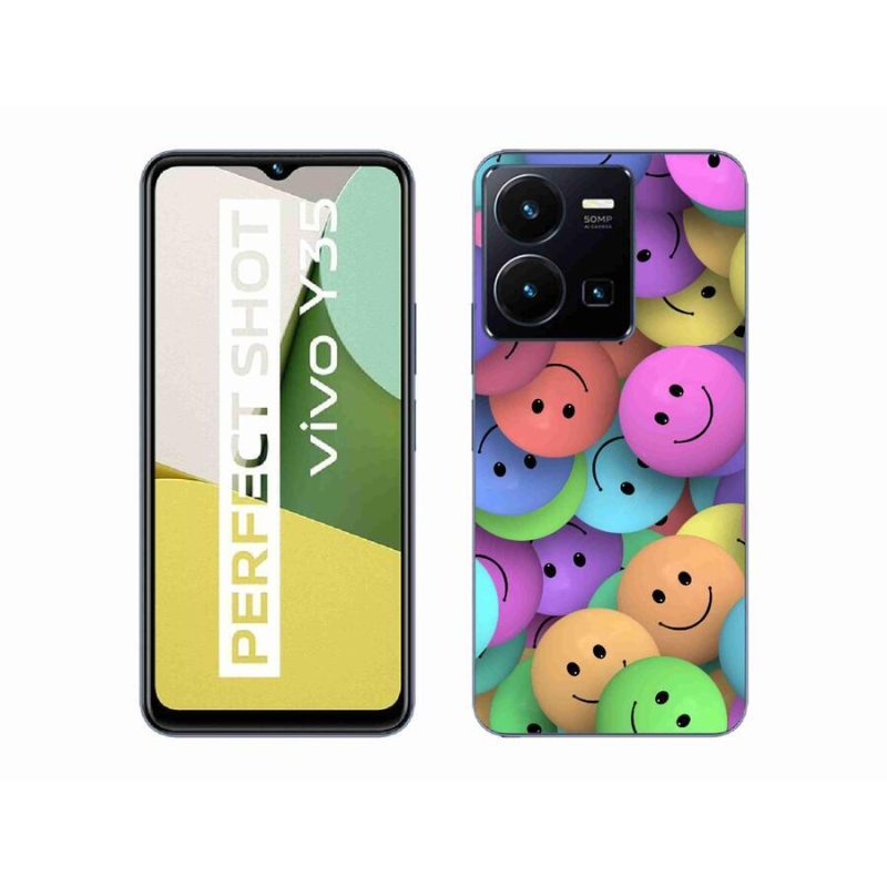 Gél borító mmCase a mobiltelefonon Vivo Y35 - színes smiley-k