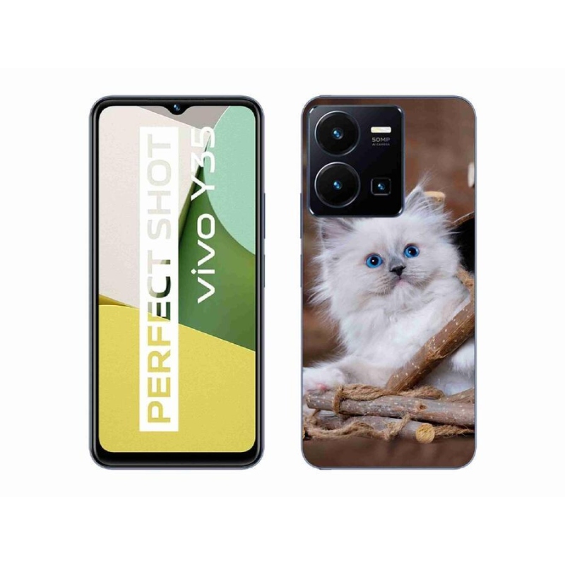 Gél borítás mmCase a Vivo Y35 készülékhez - fehér cica