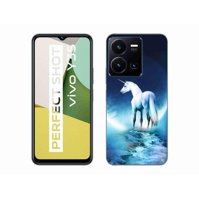 Gél védőburkolat mmCase a Vivo Y35 készülékhez - fehér egyszarvú