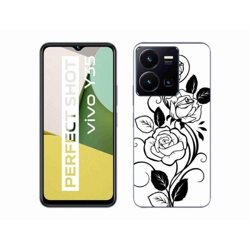 Gél borítás mmCase a Vivo Y35-hez - fekete és fehér rózsa