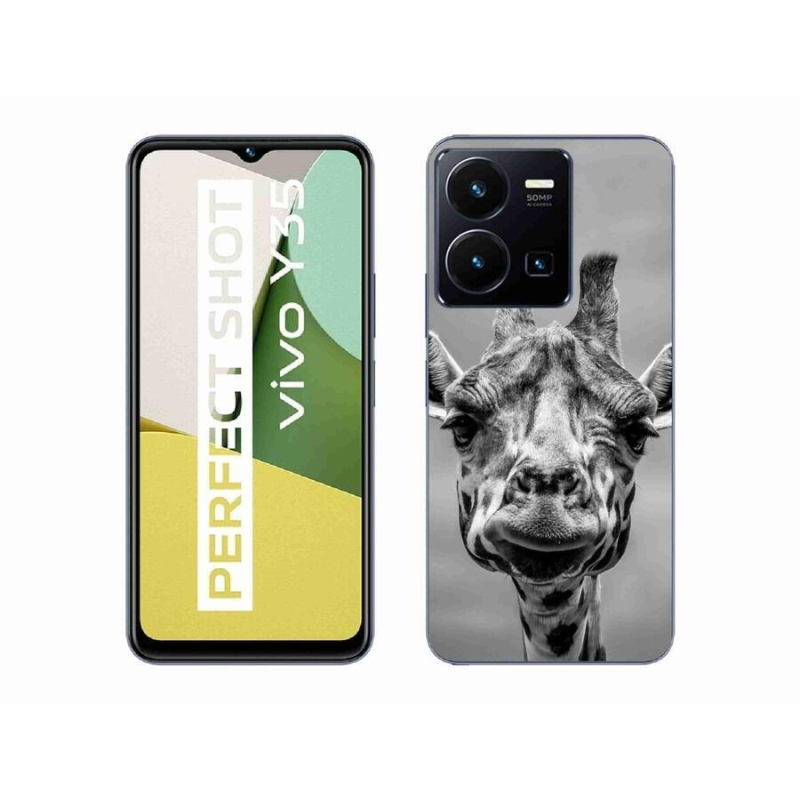 Zselés borítás mmCase a Vivo Y35 készülékhez - fekete-fehér zsiráf
