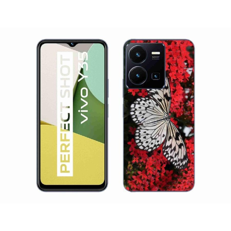 Zselés borítás mmCase a Vivo Y35 készülékhez - fekete-fehér pillangó 1