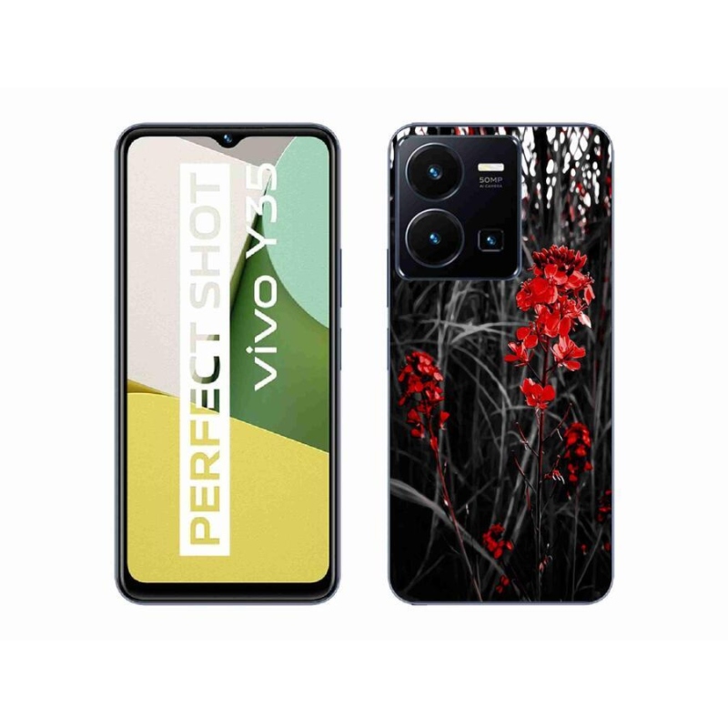 Zselés borítás mmCase a Vivo Y35-hez - piros növényhez