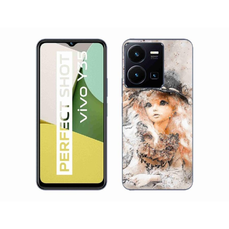 Gél borító mmCase a Vivo Y35 készülékhez - lány kalappal