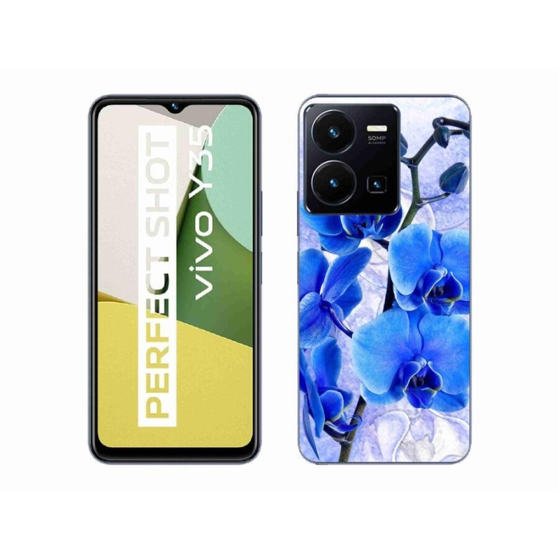 Gél védőhuzat mmCase a Vivo Y35 készülékhez - kék virágok